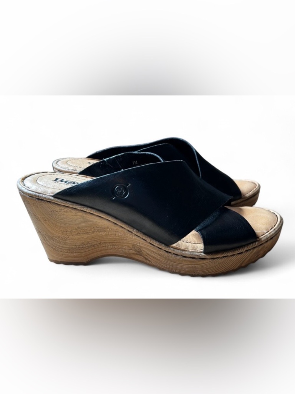 BORN Womens Pavia Criss-Cross Straps Leather Platform Sandal US 7 Black